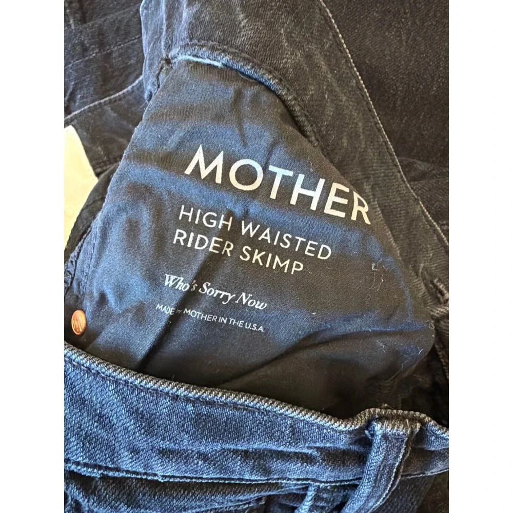 Mother Superior High Waisted Rider Skimp Jeans Whos Sorry Now Black Straight Leg